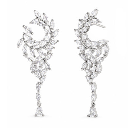 Silver Plated American Diamond Drop Earrings for Women