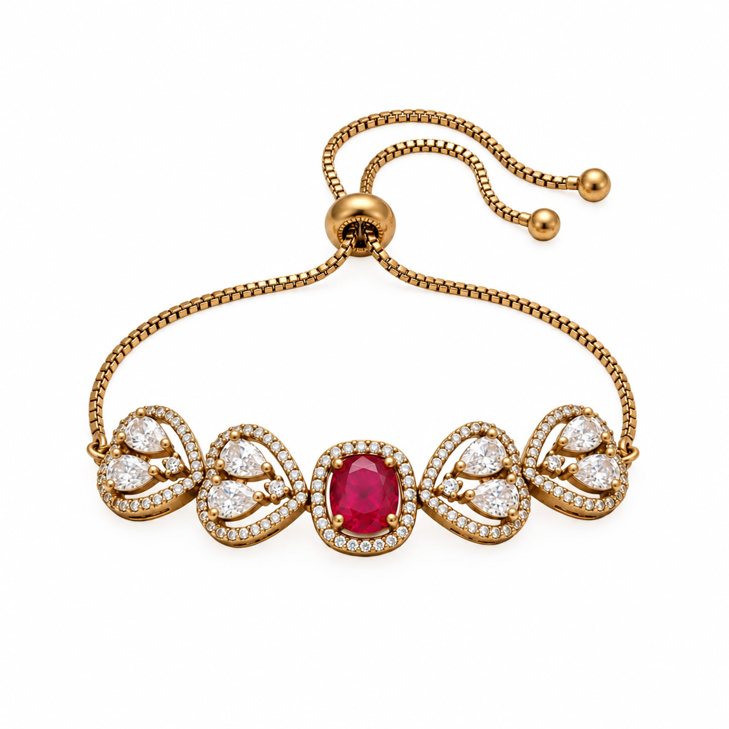 Antique Gold Plated Red AD Bracelet for Women
