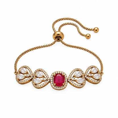 Antique Gold Plated Red AD Bracelet for Women