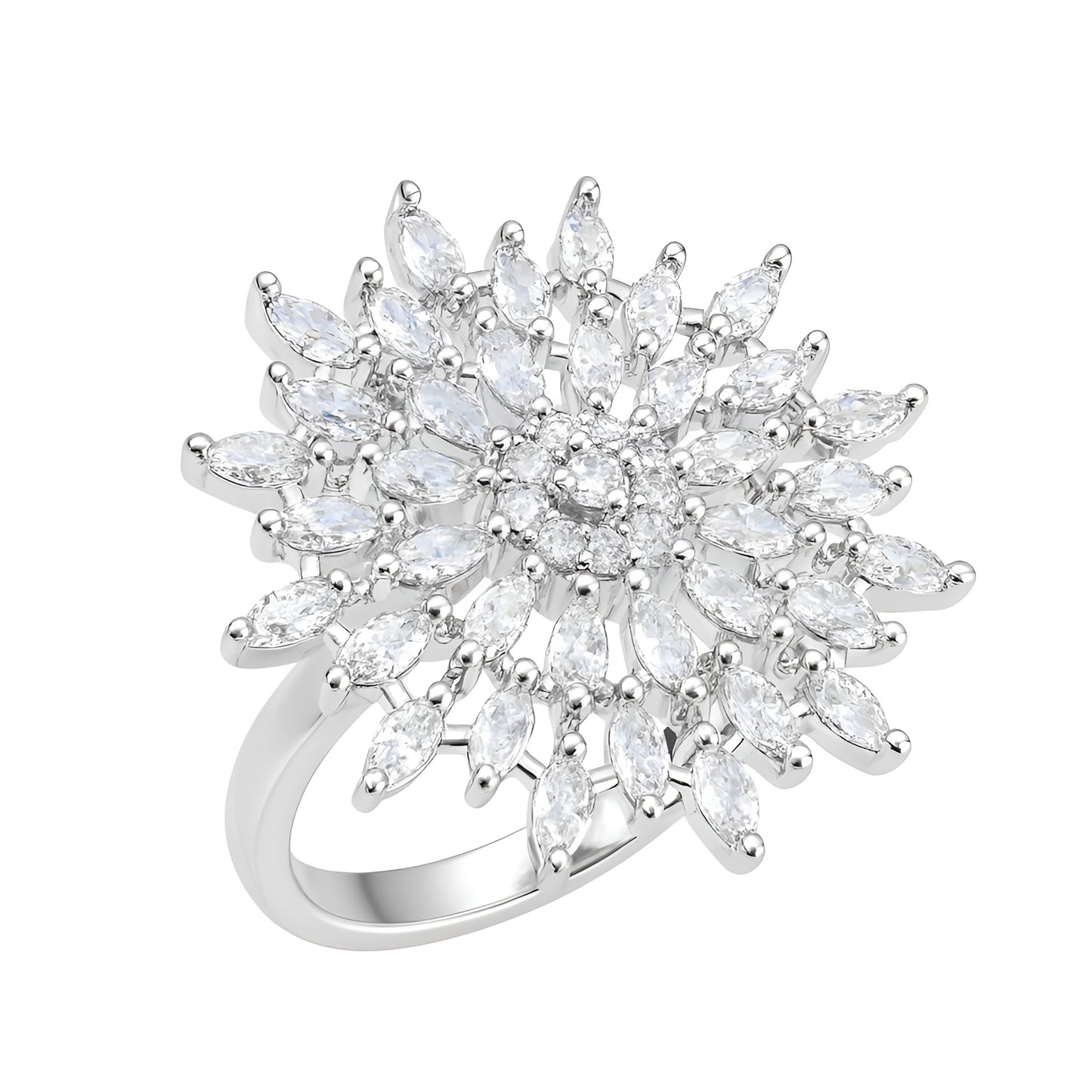Silver Starburst Premium AD Ring – Big Sparkle Design