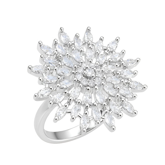 Silver Starburst Premium AD Ring – Big Sparkle Design