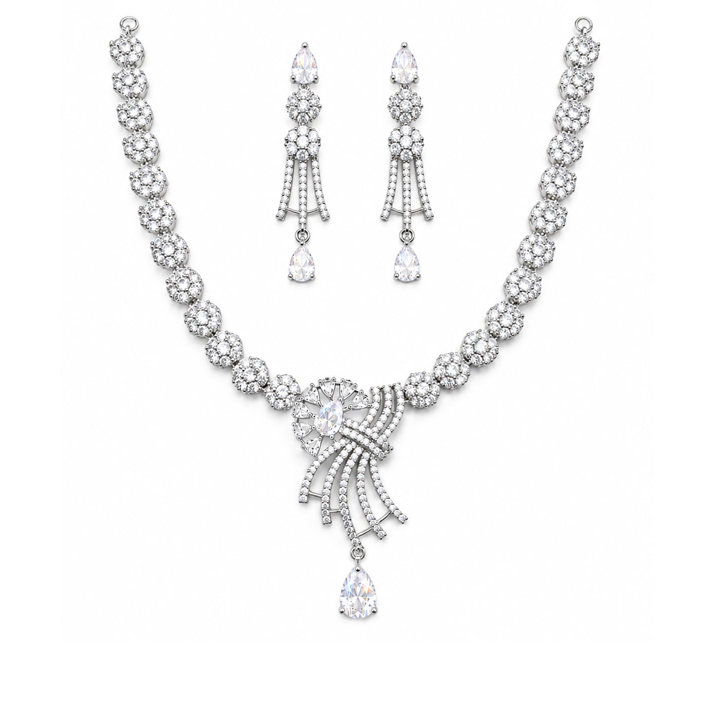 Silver Plated AD Jewellery Set for Women