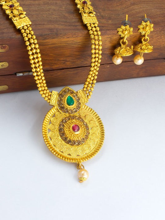 Gold-Plated Stone Studded Traditional Jewellery Set