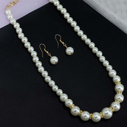 Gold Plated Pearl Beaded Moti Mala Necklace & Earrings