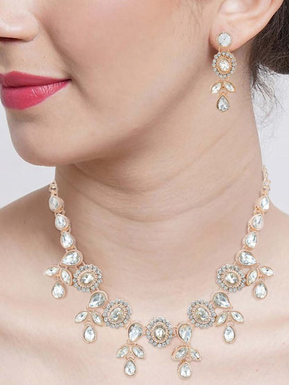 Rose Gold Plated CZ Studded Jewellery Set