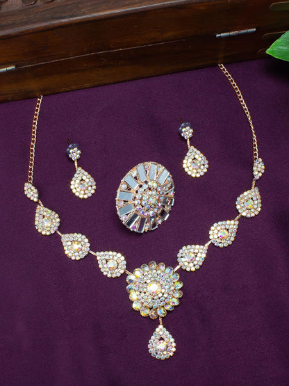 Rose Gold Plated Mirror Jewellery Set