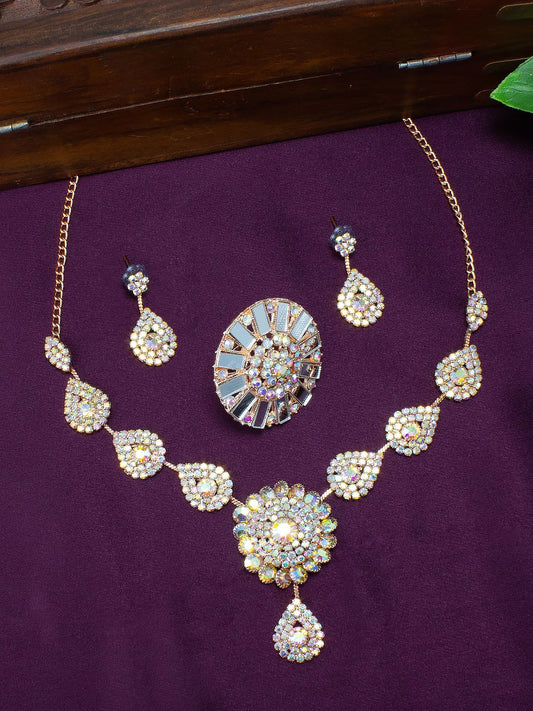 Rose Gold Plated Mirror Jewellery Set