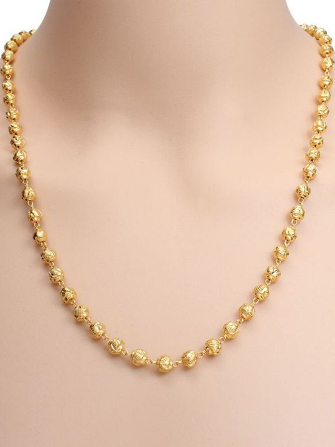 22K Gold-Plated Beaded Matar Mala Chain Necklace
