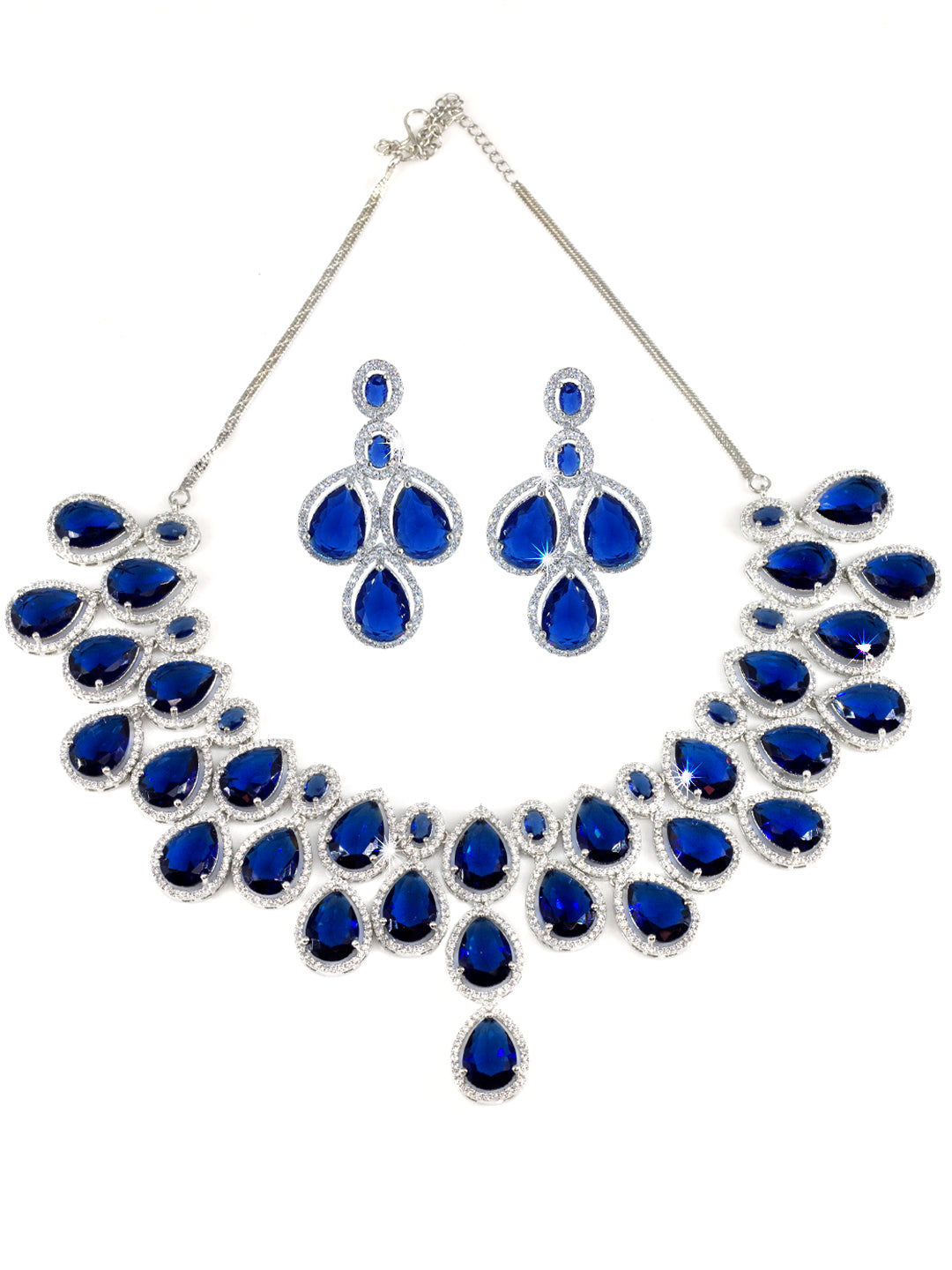Blue AD Stone Studded Bridal Jewellery Set