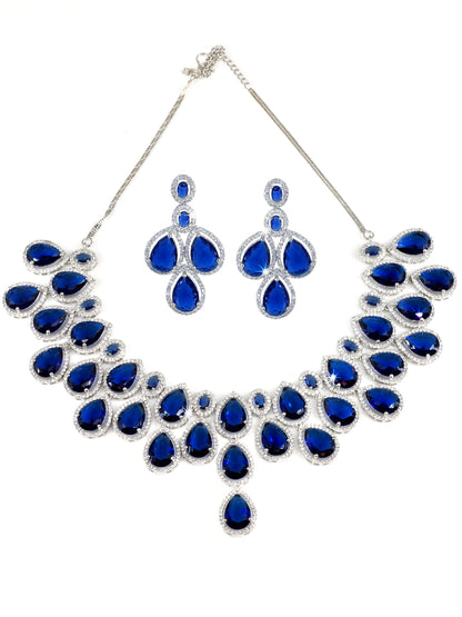 Blue AD Stone Studded Bridal Jewellery Set