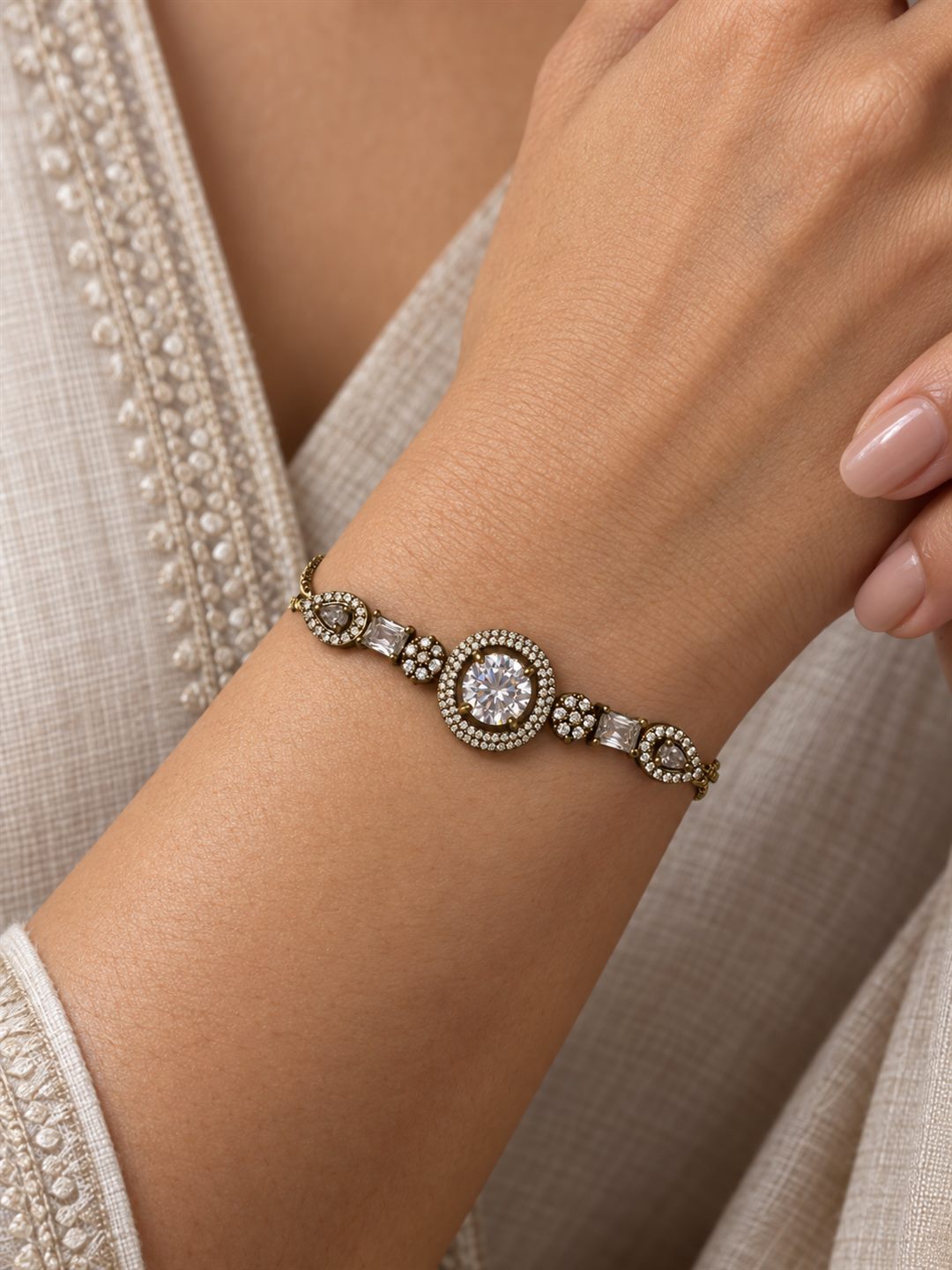 South India Gold Plated AD Bracelet for Women