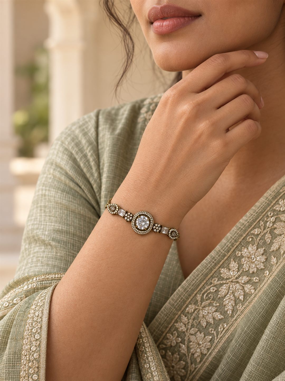 South India Gold Plated AD Bracelet for Women