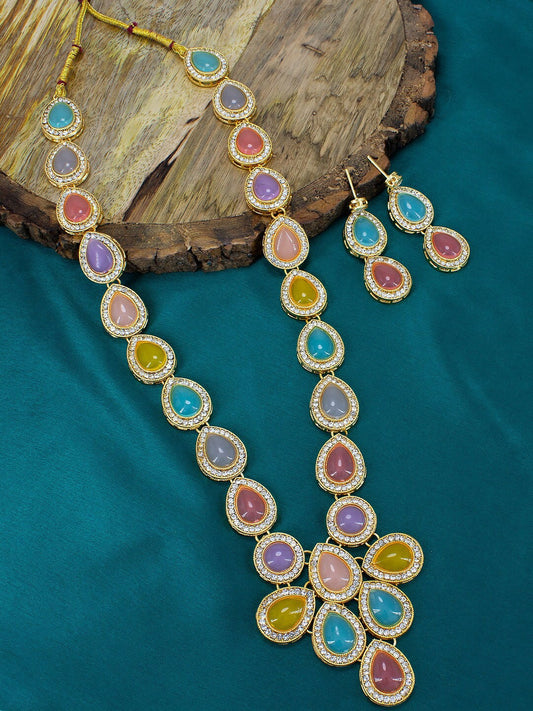Multicolor Crystal Stones & Beads Jewellery Set