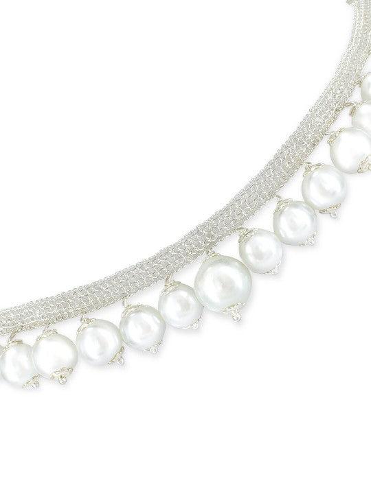 White Beads Drop Jewellery Set