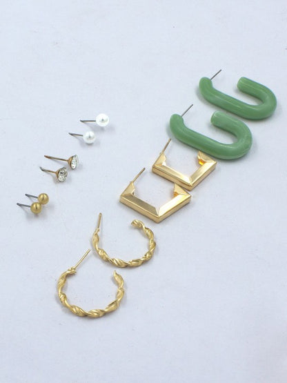Pack of 6 Half Hoop & Stud Earrings