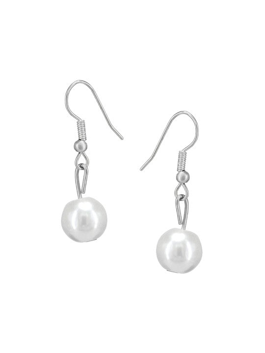 Silver Plated Pearl Beaded Moti Mala Necklace & Earrings