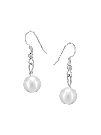 Silver Plated Pearl Beaded Moti Mala Necklace & Earrings