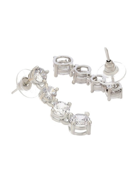 Rhodium-Plated American Diamond Studded Jewellery Set