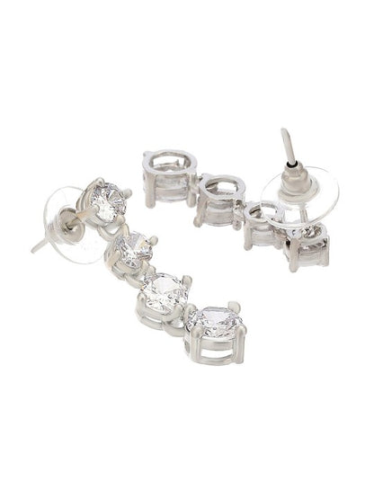 Rhodium-Plated American Diamond Studded Jewellery Set