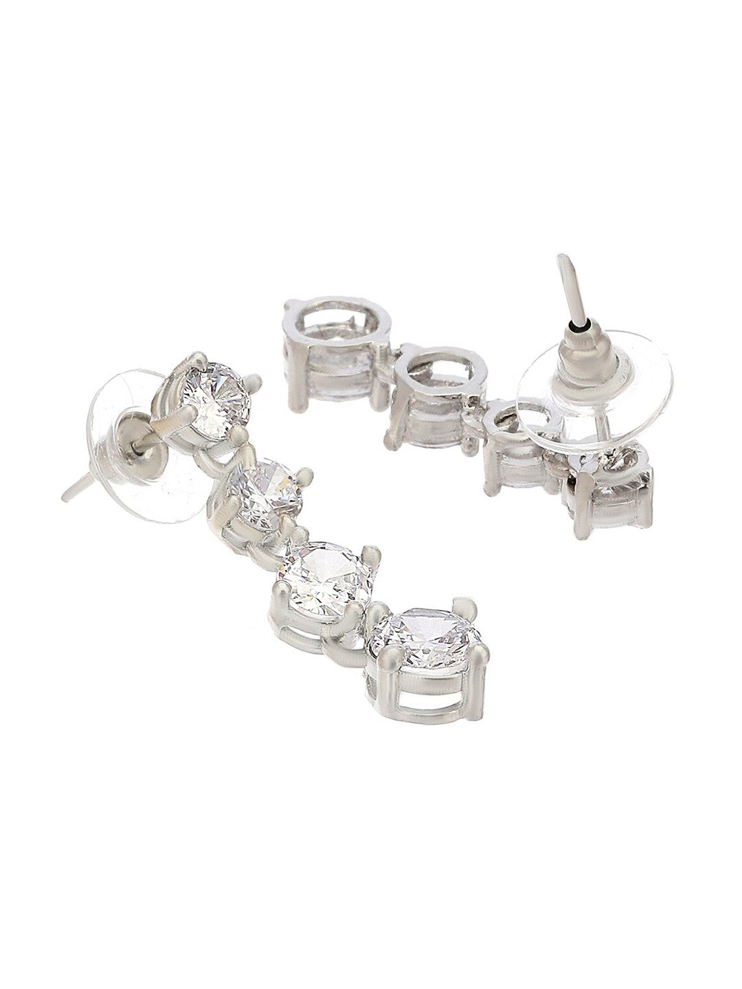 Rhodium-Plated American Diamond Studded Jewellery Set
