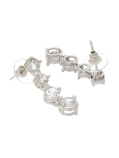 Rhodium-Plated American Diamond Studded Jewellery Set