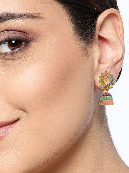 Pack of 2 Multicolor Floral Jhumki Earrings