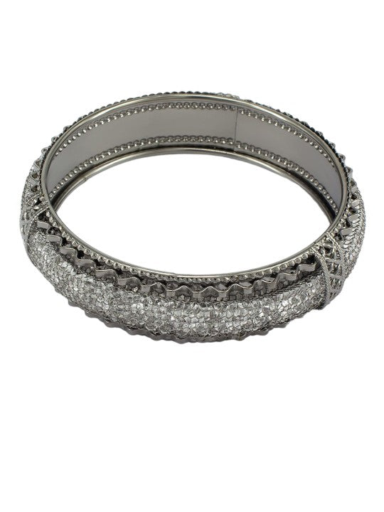 Gun Metal Crystal Beaded Bangle Set
