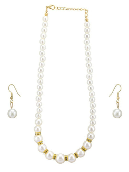 Gold Plated Pearl Beaded Moti Mala Necklace & Earrings