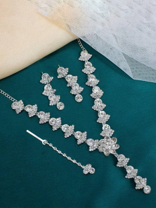 Silver Plated CZ-Studded Jewellery Set