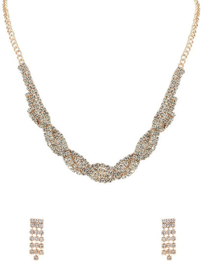 Rose Gold-Plated CZ-Studded Jewellery Set