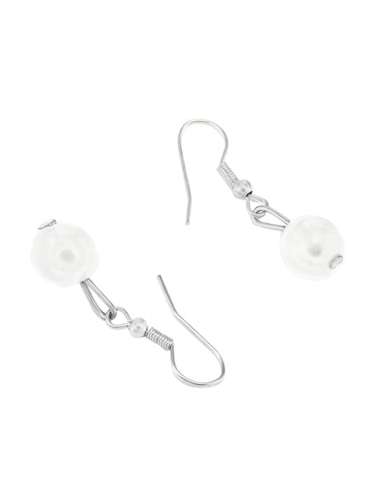 Silver Plated Pearl Beaded Moti Mala Necklace & Earrings