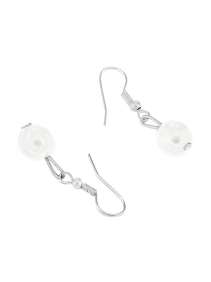 Silver Plated Pearl Beaded Moti Mala Necklace & Earrings