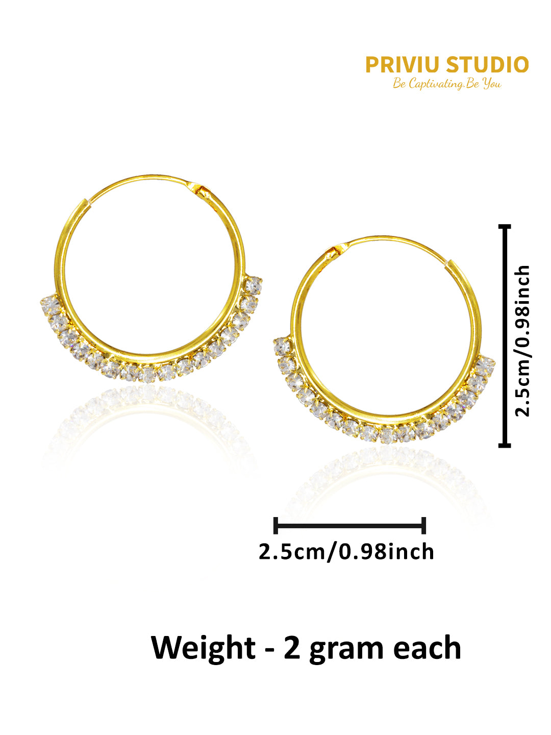CZ Stone Hoop Earrings