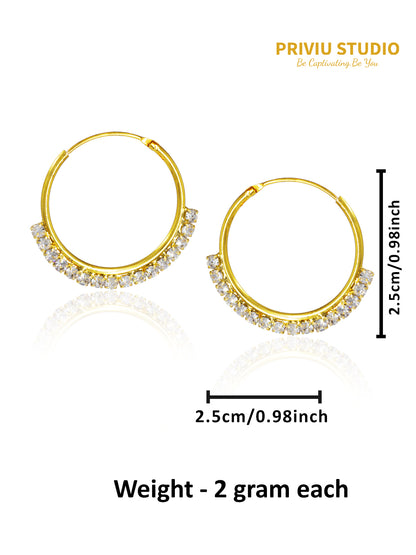 CZ Stone Hoop Earrings
