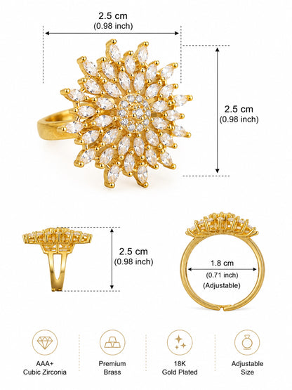 Gold Plated AD Finger Ring for Women