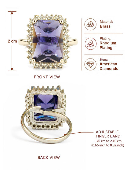 Silver Plated Purple AD Finger Ring for Women