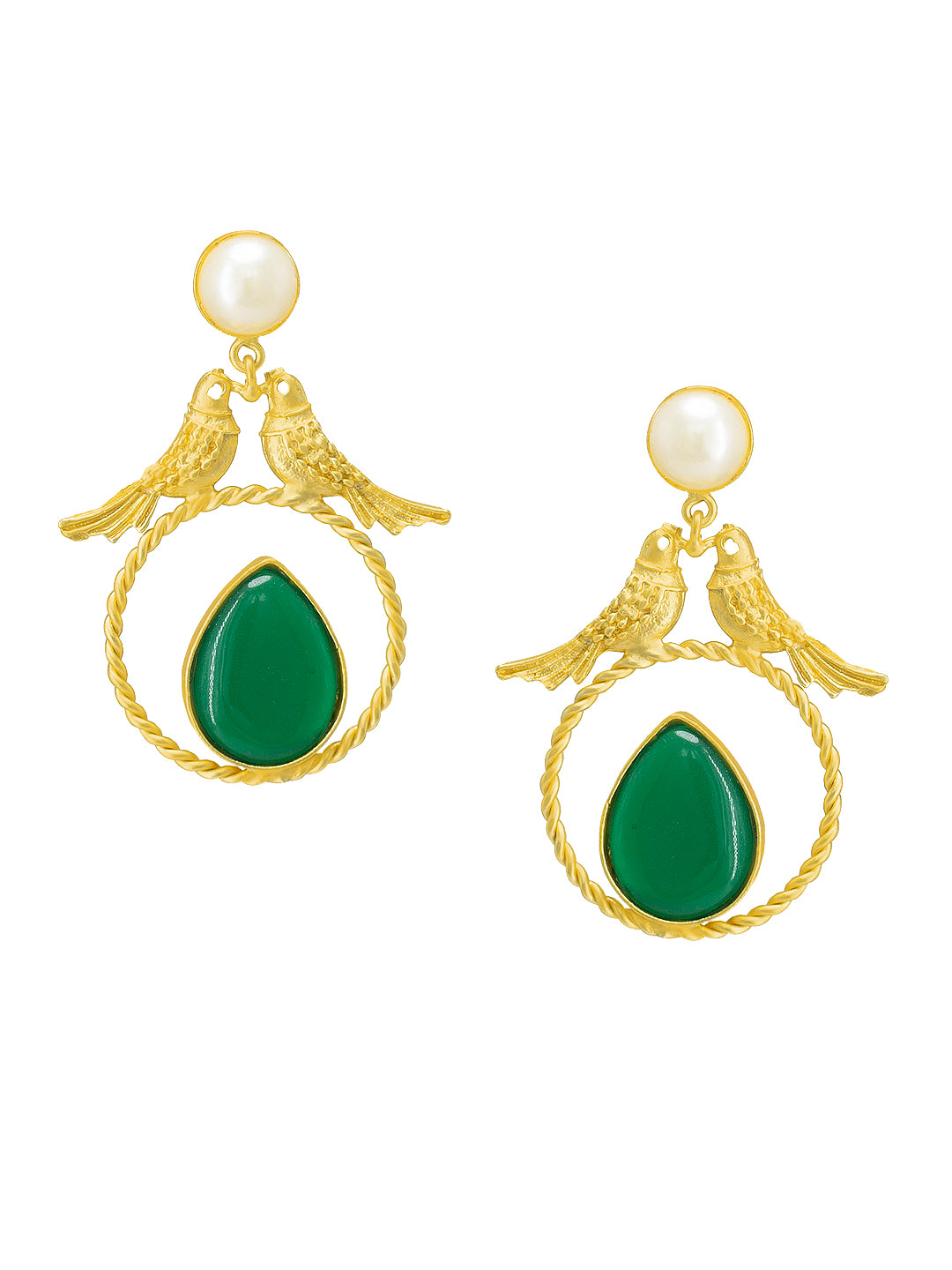 Green Bird Drop Earrings