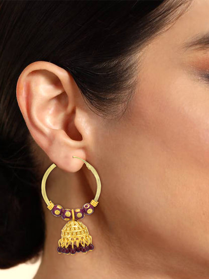 Circular Beaded Hoop Jhumka Earrings