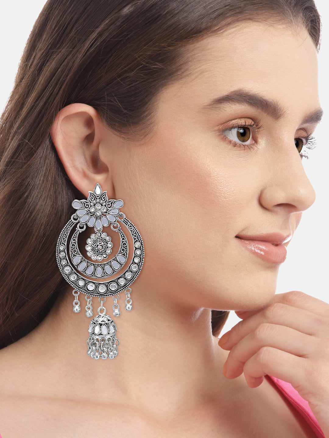 Pack of 2 Silver-Plated Teardrop Shaped Oxidised Earrings