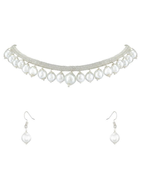 White Beads Drop Jewellery Set
