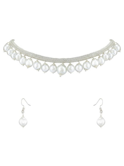 White Beads Drop Jewellery Set
