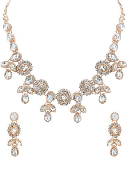 Rose Gold Plated CZ Studded Jewellery Set