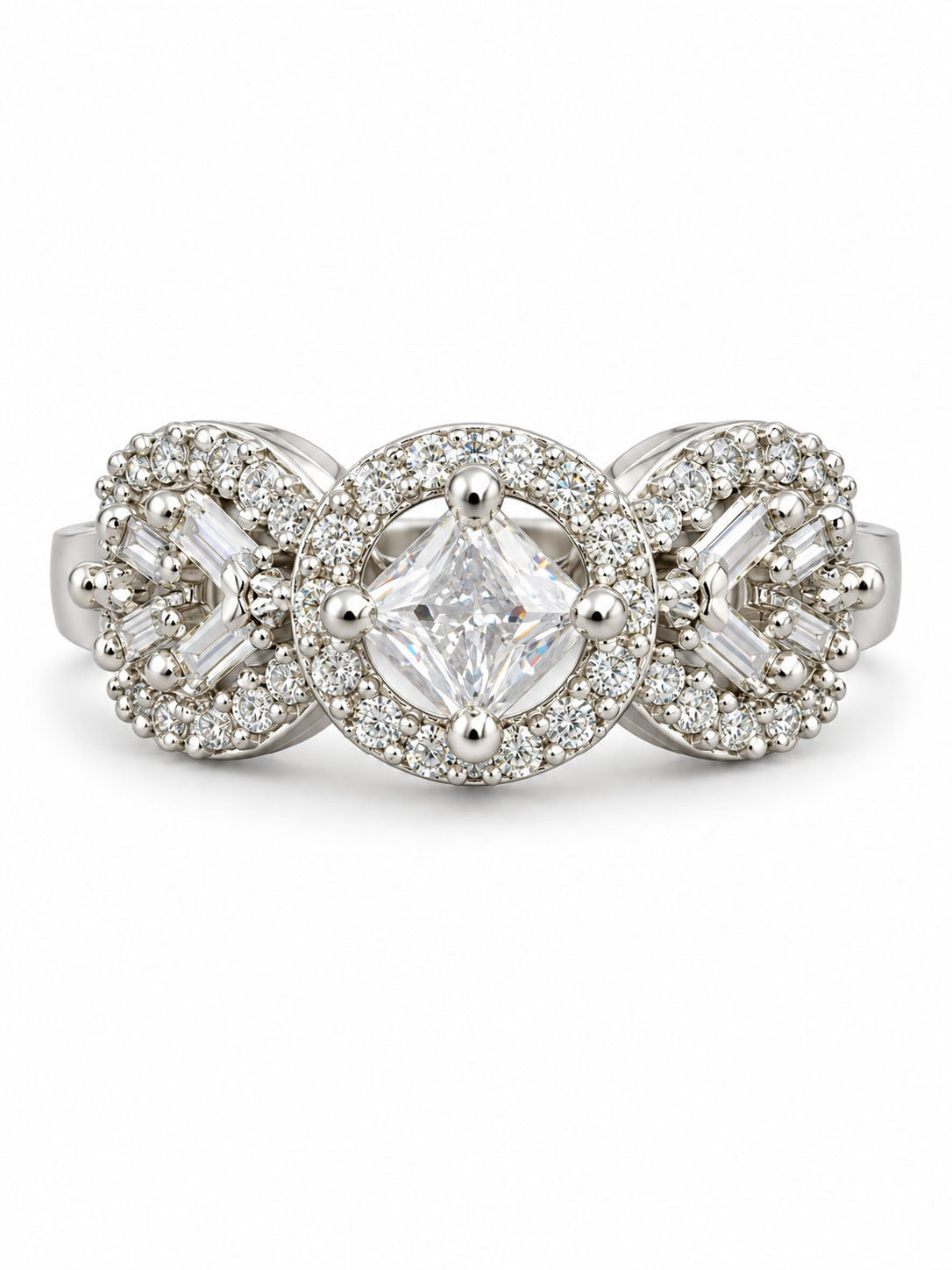 Rhodium Plated American Diamond Adjustable Solitaire Finger Ring - product image 6
