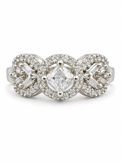 Rhodium Plated American Diamond Adjustable Solitaire Finger Ring - product image 6