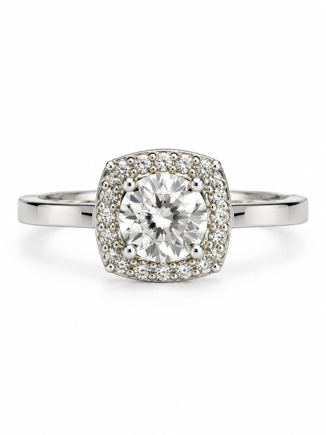 Clear Round Stone Cushion Halo Ring - Silver Plated, image2