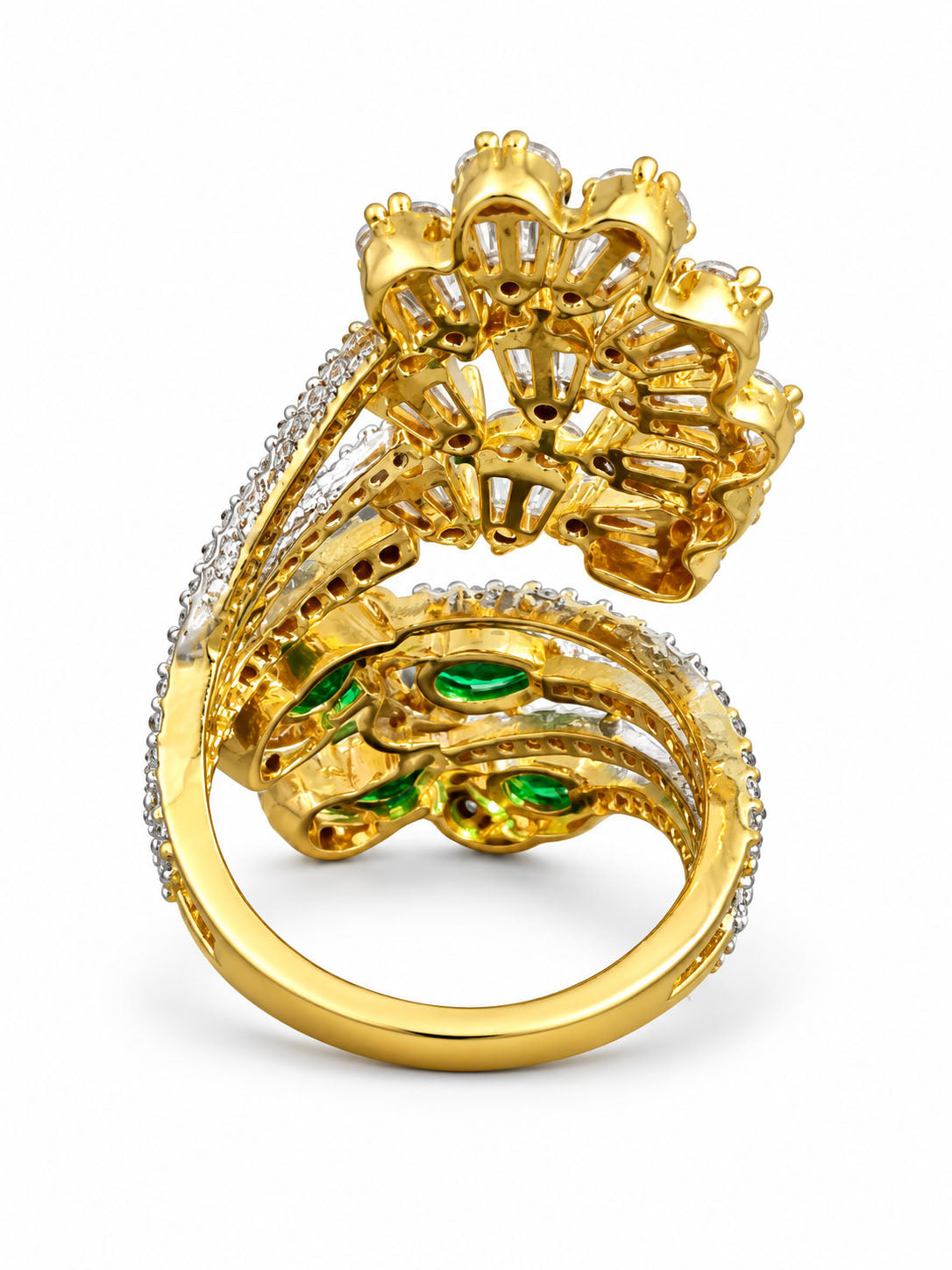 Gold Plated Green AD Adjustable Cocktail Ring For Women - product image 5