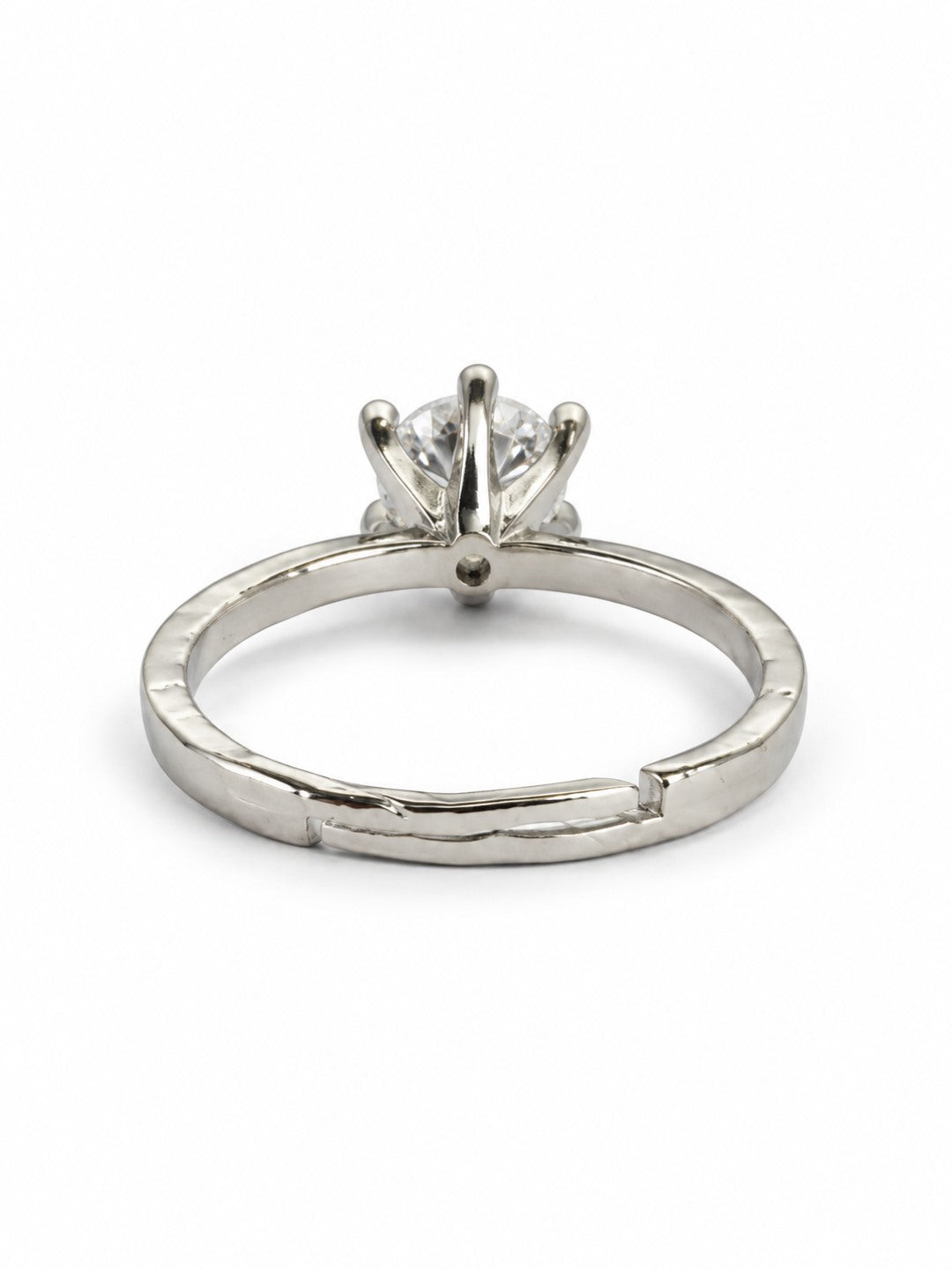 Clear Round Solitaire Slim Band Ring - Silver Plated, image5