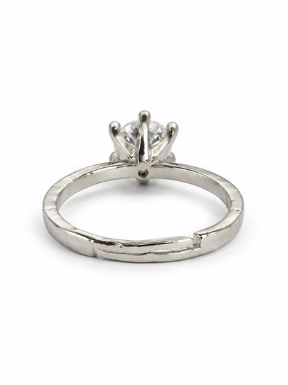 Clear Round Solitaire Slim Band Ring - Silver Plated, image5