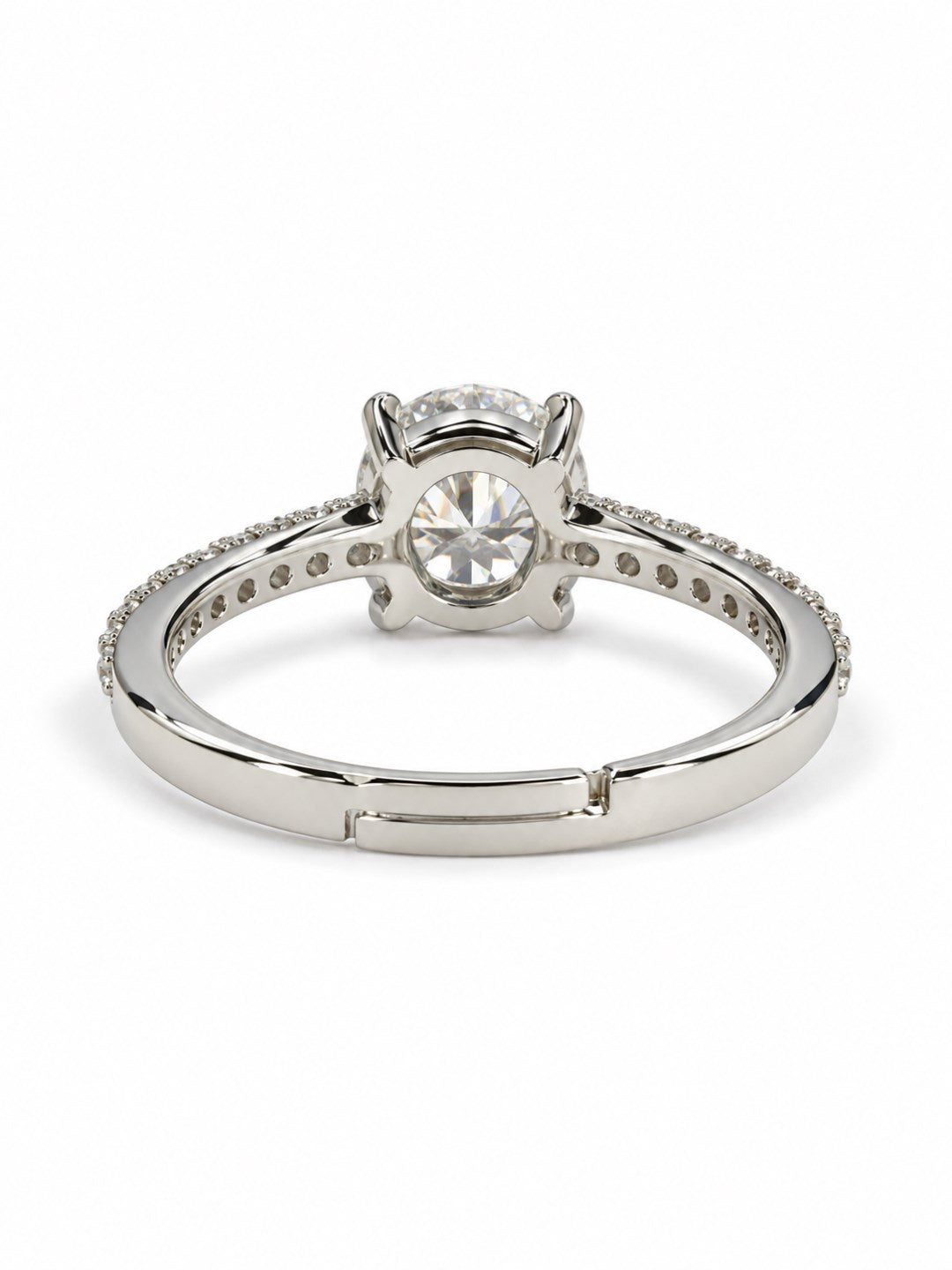 Clear Round Solitaire Pave Band Ring - Silver Plated, image5