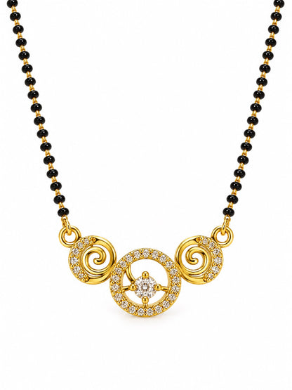 White round stone and spiral gold-plated mangalsutra
